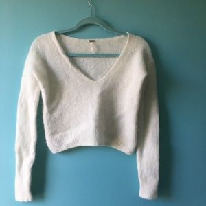 Free People Alpaca fur cropped sweater